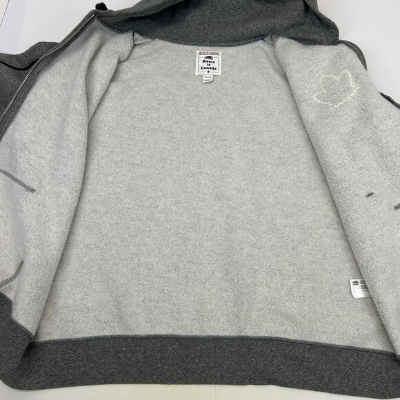 Roots is Canada Hoodie Hooded Sweatshirt Full Zip Maple Leaf Gray Mens L Large - Picture 5 of 9